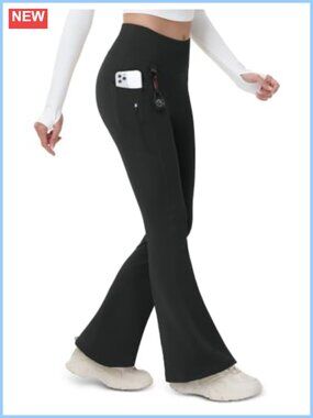 Fleece Lined Flare Leggings Water Resistant Hiking Pants